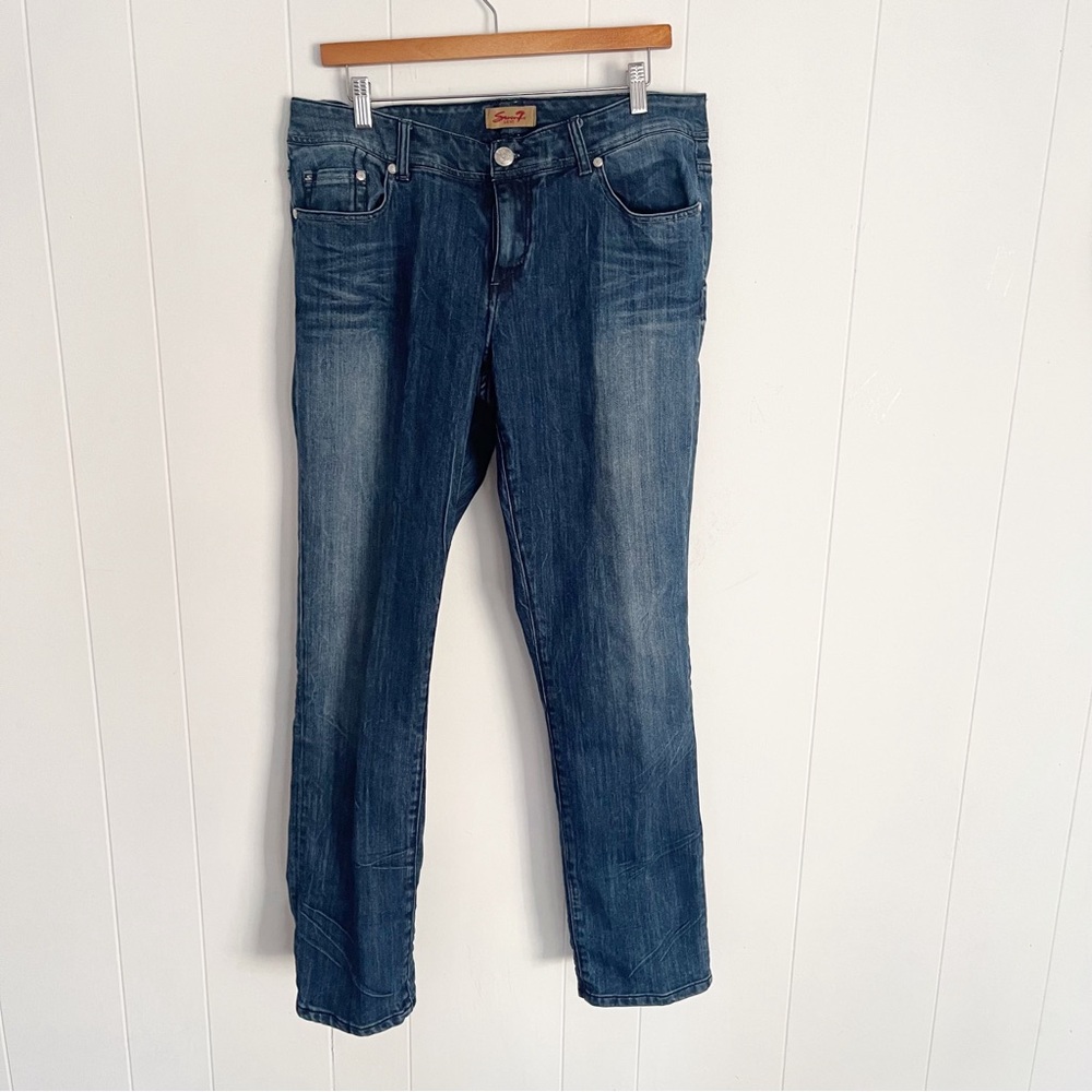 Seven7 Luxe Classic Bling Back Blue Straight Leg Jeans Size 16